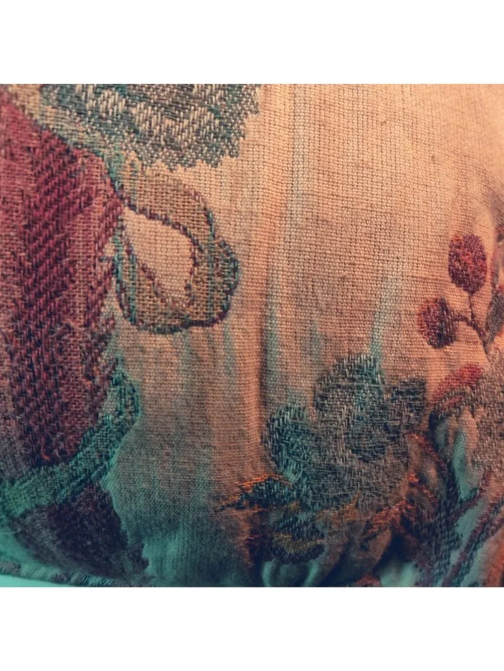 Vintage Floral Brocade Pattern Throw Pillow 1940s 16x16 Grannycore Cottage